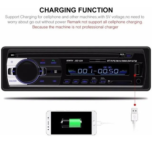 Reproductor Para Carro 1 Din Bt - Usb - Micro Sd - Aux