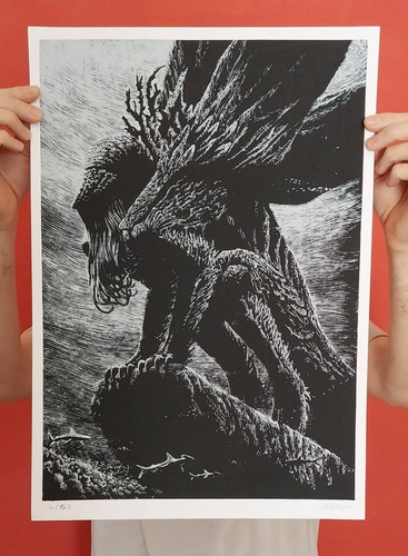 Serigrafía: Cthulhu - Salvador Sanz, 51 X 36 Cm. Firmada