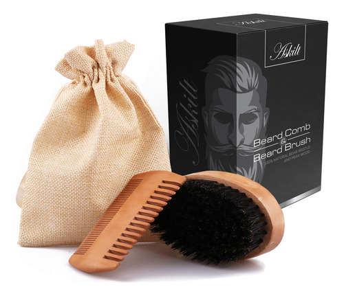 Peine Para Barba Y Cepillo Para Barba Con Cerdas Naturales D