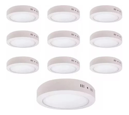 Pack 10 Foco Led Redondo Sobrepuesto 18 Watts Luz Calida/f26