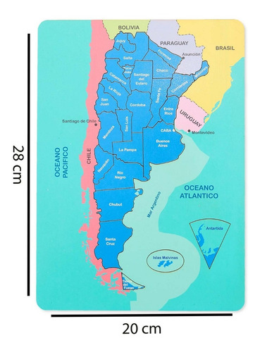 Imagen 4 de 10 de Rompecabezas Madera Mapa Argentina Puzzle 25 Piezas Infantil