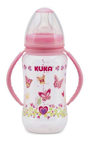 Mamadeira Kuka Big Natural Com Alça 330ml Rosa