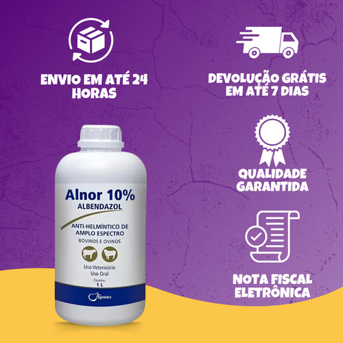 Alnor 10% Syntec Vermífugo Bovinos E Ovinos - 1 Litro