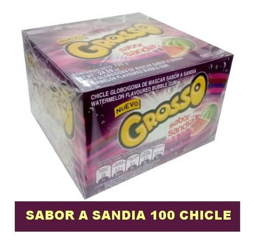 Chicle Grosso Sandia Caja X 100 Unidades 700gr