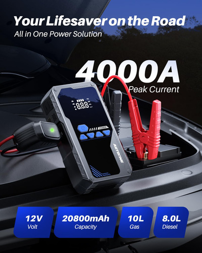 Jump Starter Autoone 4000a Con Compresor De Aire 20800 Mah