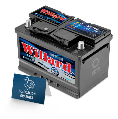 Bateria Auto Williard Ub740 12x75 Colocacion Gratis