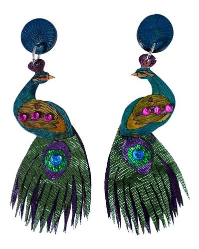 Aretes Artesanales Pavo Real Small Aborígenes.co