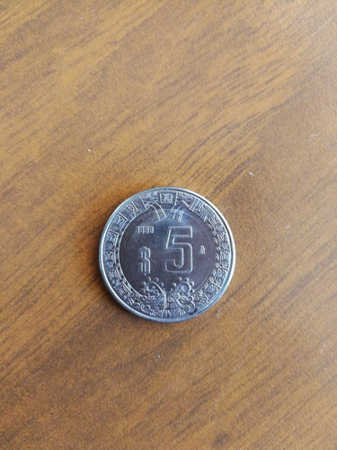Moneda Única Rara 5 Cinco Pesos 1998 Mexicanos Monometalica