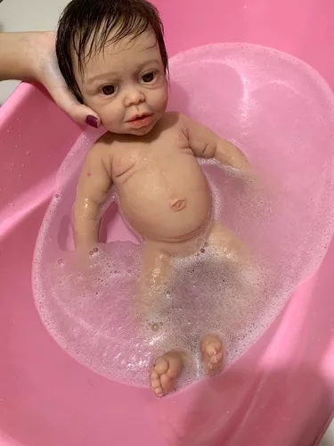 Bebê Reborn De Silicone Sólido Toma Banho, Mama/ Faz Xixi.