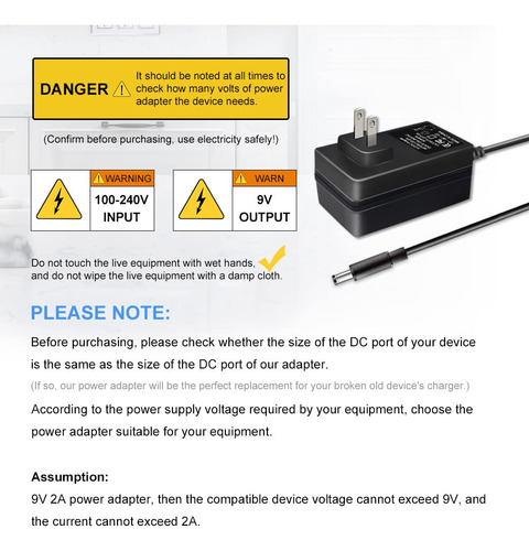 Lantisri Cable Cargador Adaptador De Corriente Cc 9v 2a Ca P