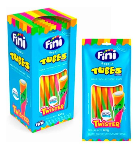 Bala Fini Tubes Twister Frutas Silvestres 40g C/10 Unid