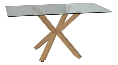 Mesa Comedor Escritorio Vidrio Con Base Metálica Cross