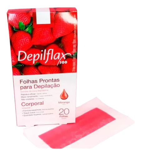 Kit 10 Folhas Prontas Corporais Depilflax Morango 200un