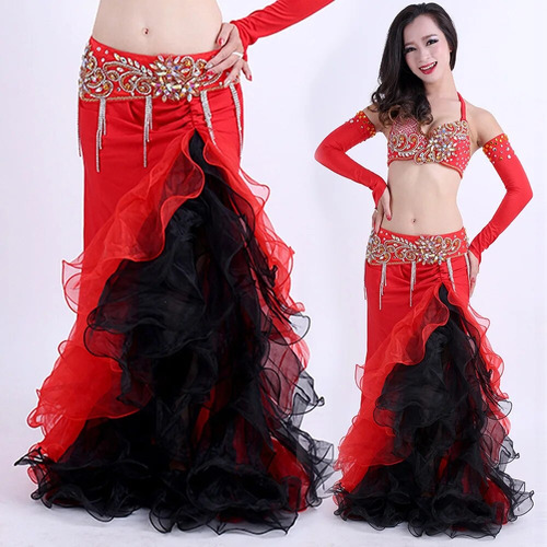 Disfraz De Fan De Belly Dance Split Dance Swing Falda Indian