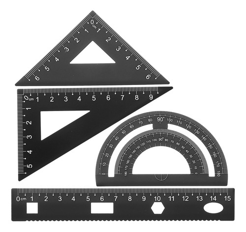 Juego De 4 Reglas De Metal Para Bricolaje Con Transportador