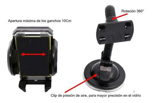 Imagen 3 de 6 de Base Soporte Porta Celular Auto Vidrio Rejilla Parabrisa
