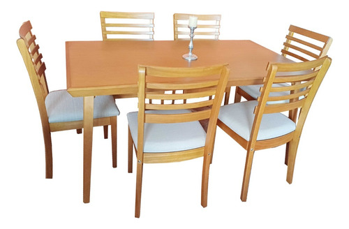 Juego De Comedor De Madera 6 Sillas Tapizadas Casa Caulin