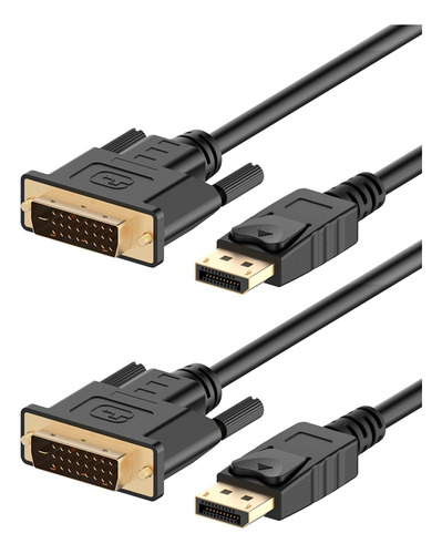 2 Cables Displayport (dp) A Dvi, Chapados En Oro, 1,8 M
