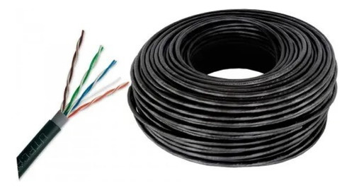 Cable Cat6 100% Cobre Color Negro Doble Chaqueta X 5 Metros.