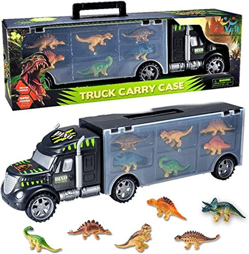 Camión Transportador Con 15 Figuras De Dinosaurios
