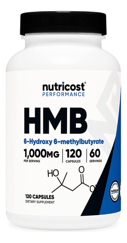 Suplemento Nutricost Hmb 1000mg 120 cápsulas fabricado nos EUA Flavor S/n