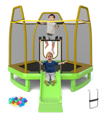 Goplus Trampolín Para Niños De 7 Pies Con Tobogán Trampolín