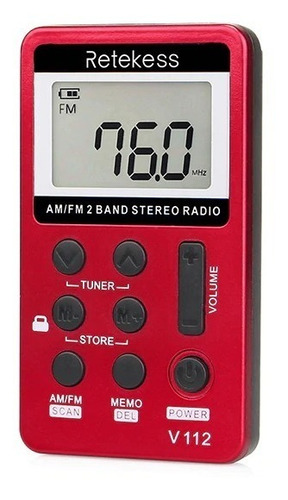 Mini radio digital portátil de bolsillo FM con teléfono Retekess V112, color rojo