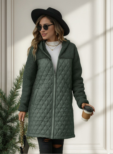 Abrigo De Felpa Con Cremallera Y Capucha De Moda Para Mujer