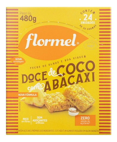 Doce de Coco com Abacaxi Flormel Caixa 480g 24 Unidades