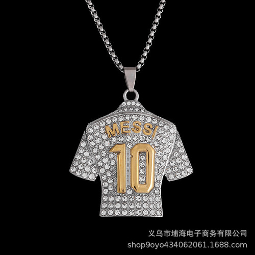 Collar Colgante Fútbol Messi 10 Jersey Engastado Con Diamant