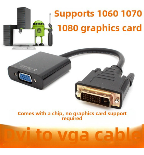 Cable Adaptador Dvi A Vga Hd Con Núcleo De Cobre Nuevo De 0,