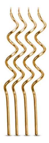 Velas Espiral Metalizada C/ 4 Unidades Aniversário Festas Cor Dourada