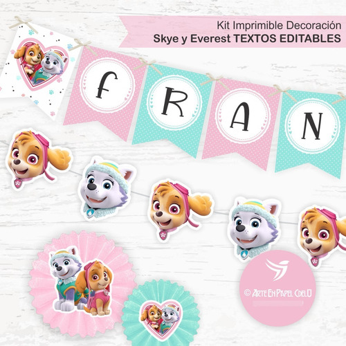 Kit Imprimible Decoración Candybar Skye Everest Textoeditabl