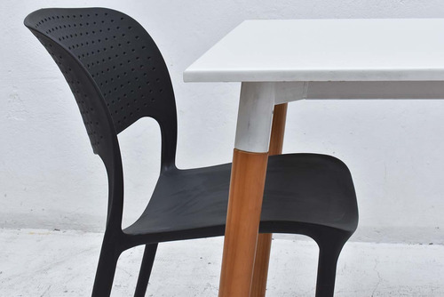 Combo Mesa Bar Eames 70 + 2 Sillas Torino - Muebles Castelar Blanco/negro Liso