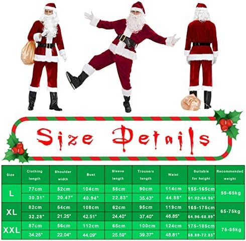 Eozy Disfraz De Papá Noel Para Hombre 9 Piezas Trajes De Pap