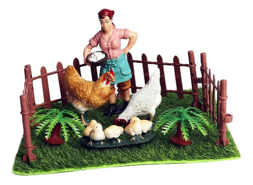 Microadorno En Miniatura Con Diseño De Gallinas De Granja