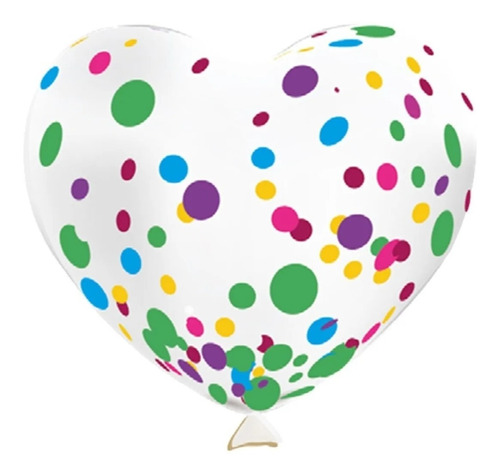 Globo Corazón Confetti Multicolor X6 San Valentin Cotillon