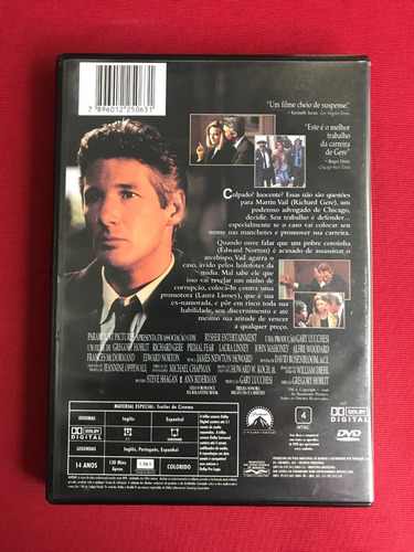 Dvd - As Duas Faces De Um Crime - Richard Gere - Seminovo (Usado)