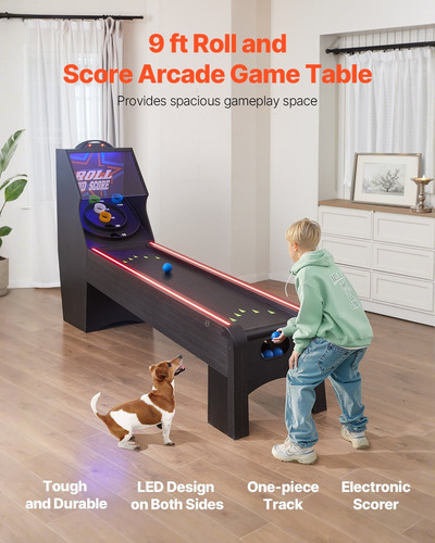 Mesa De Juego Arcade Roll & Score 9ft Eléctrico Led 4 Bolas