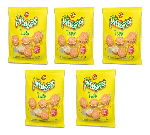 Pack X 5 Galletitas Mini Pitusas Limon X 160grs 