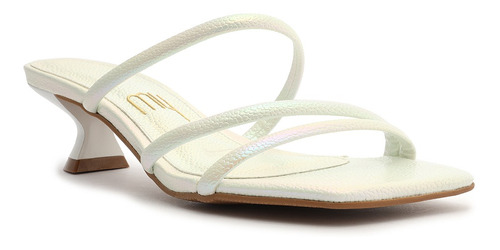 Imagem 1 de 2 de Sandália Feminina Mule Salto Fino Baixo Três Tiras My Shoes