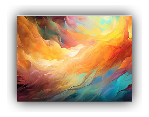 65x50cm Cuadro Abstracto En Bastidor - Colores Varios Flores