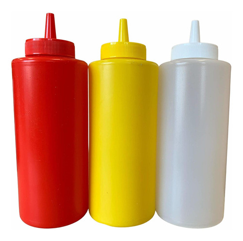 Ketchup Juego 3 Botella Plastico 8 Onza Para Condimento