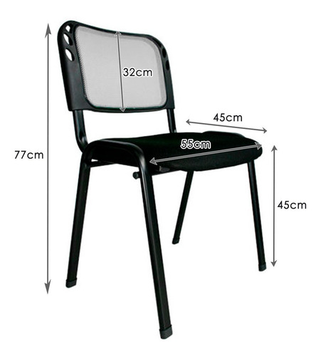 Imagen 7 de 10 de Silla Negra Patas Fijas Con Posabrazos De Excelente Calidad