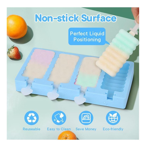 Popsicle Moldes Juego De 2, Moldes De Paleta De Silicona De