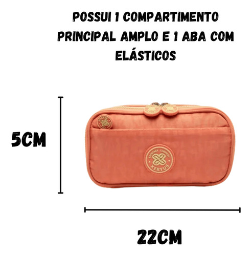 Kit Escolar Mochila De Costa Trendy Laranja C/ Estojo Xeryus