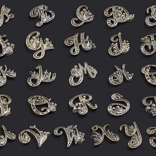 Vectores 3d Abecedario Multicapa Corte Láser Cnc Dxf Ai H007
