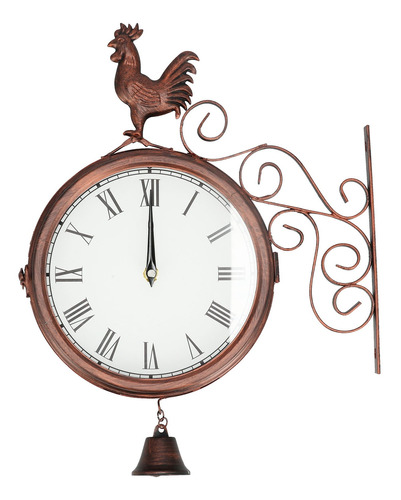 Reloj De Pared Para Jardín, Hierro Forjado, Diseño De Gallo,