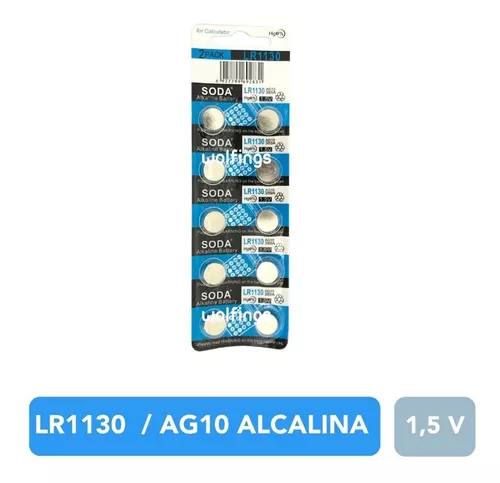 10 Pilas Boton Alcalinas Lr1130 Ag10 Lr54 189 389 1,5v Soda