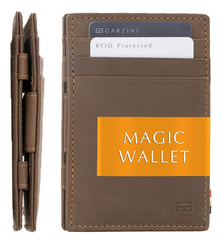 Garzini Magic Wallet For Men, Cartera Minimalista Con Rfid,